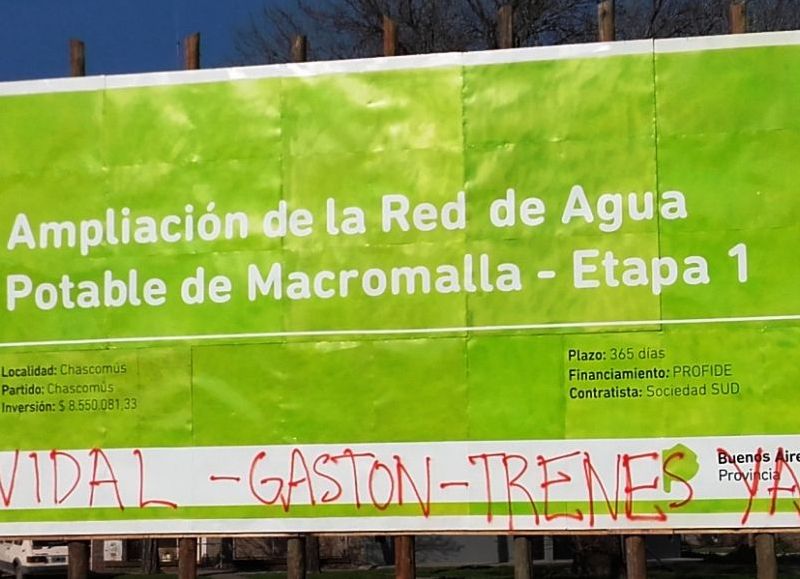 El letrero y sus graffitis.