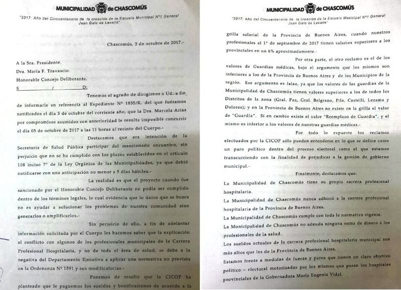 La misiva en cuestión.