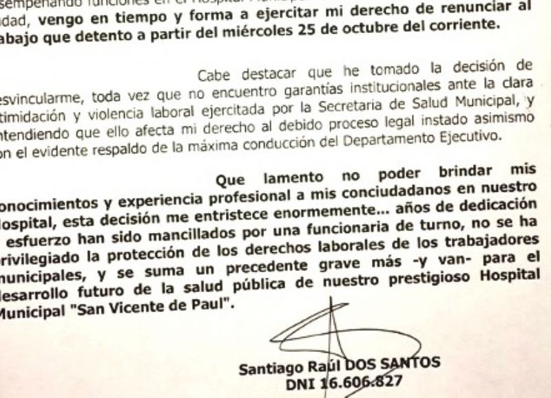Parte de la misiva.