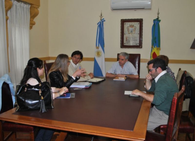 Un pasaje de la reunión de Gastón con los dirigentes sindicales.