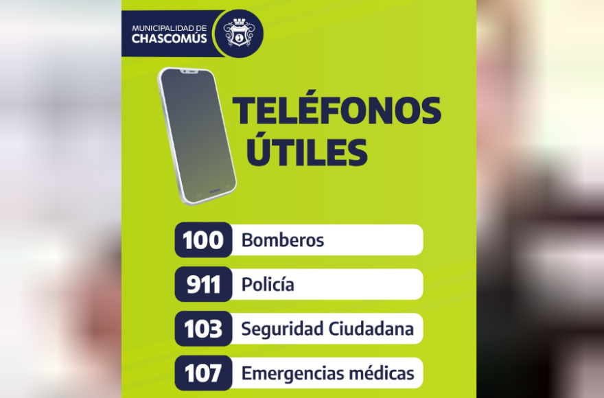Teléfonos útiles ante emergencias.