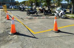 Demarcación del acceso y el estacionamiento del Hospital municipal