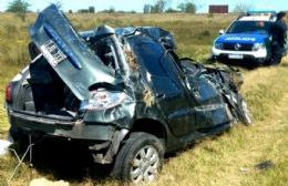 Despiste y vuelco en el puente Samborombón