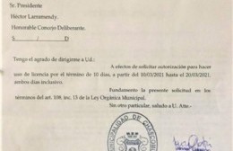 El intendente se toma licencia por diez días a partir de la semana que viene