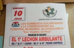 Lechón ambulante organizado por Bomberos y Cooperadora del Hospital